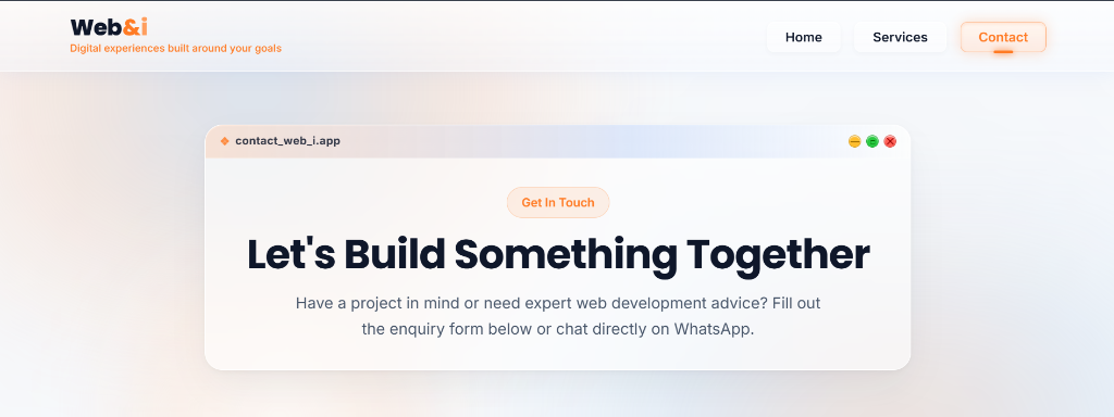 Web&i desktop website preview mockup — Let's Build Yours